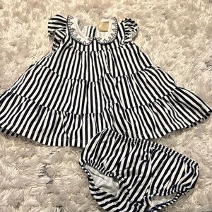 Adorable Striped Navy and White Dress Set for Kids